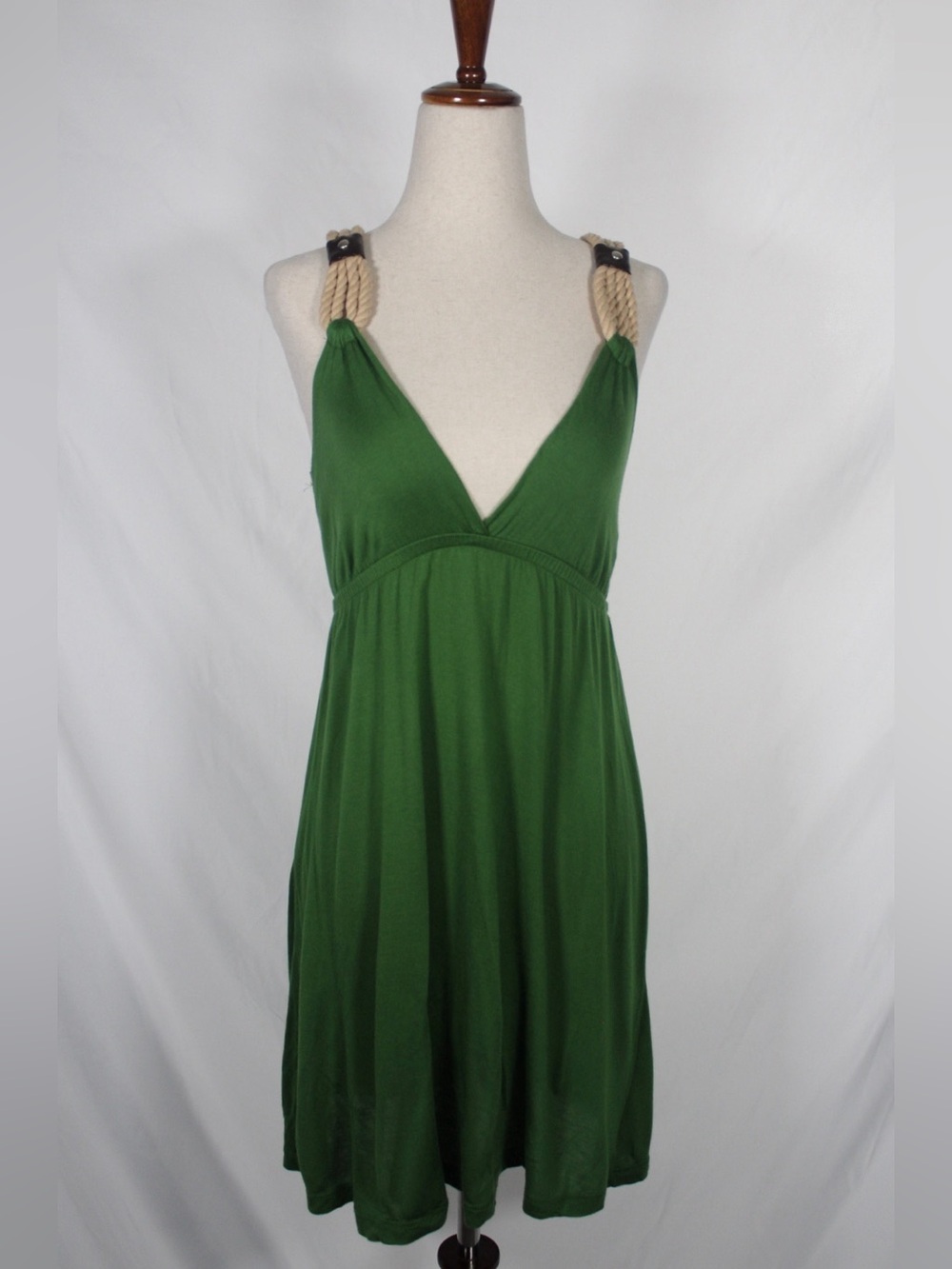 y2k 2000s Lush Green V-Neck Rope-Shoulder Tunic